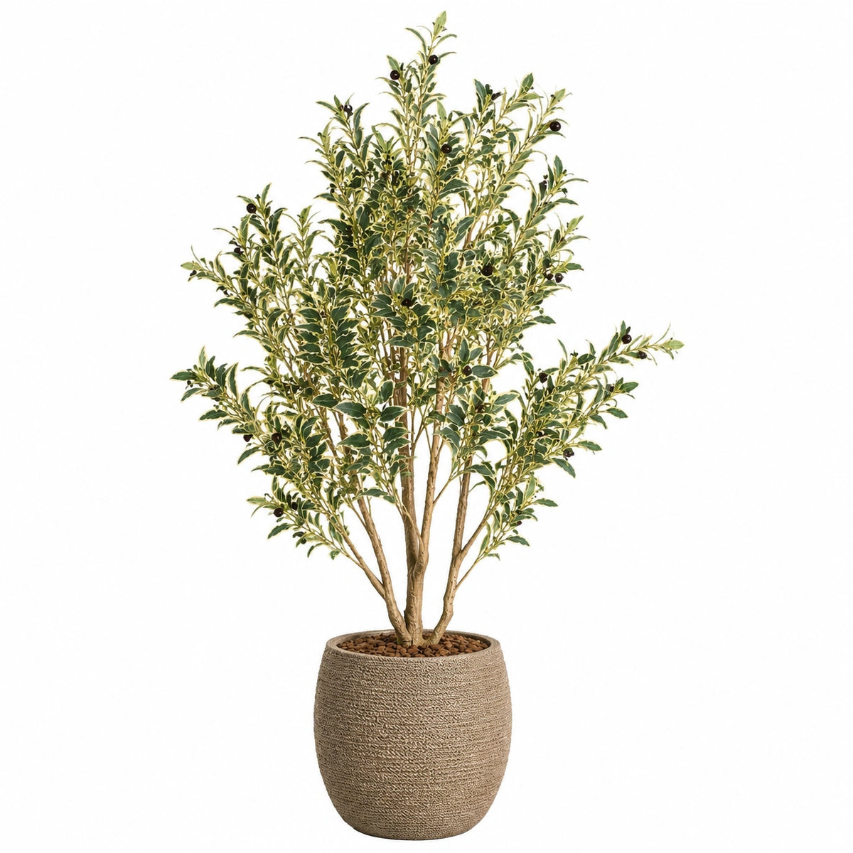 Arbre artificiel olivier 180 cm vert en pot décoratif pour intérieur