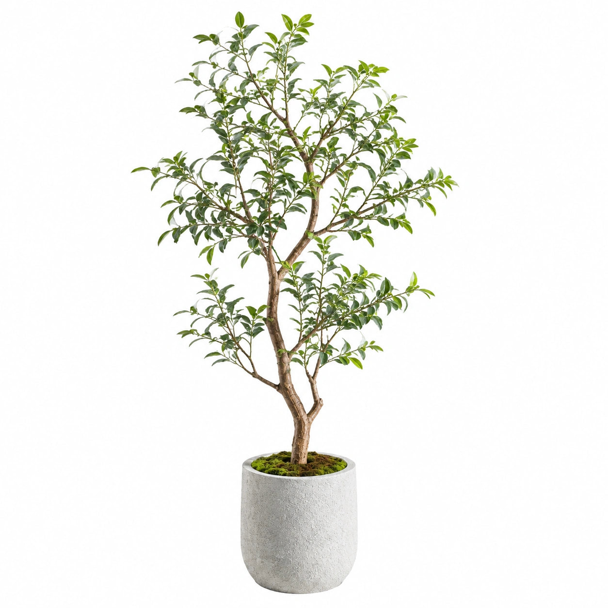 Arbre artificiel 180 cm feuillage vert en plastique avec pot gris décoratif intérieur