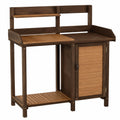 Table de jardinage en bois 120 x 55 x 170 cm marron avec rangement et étagères