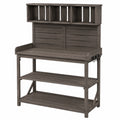 Établi de jardin 120 x 55 x 180 cm en bois gris avec étagères de rangement