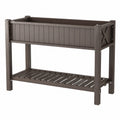 Jardinière surélevée 120 x 50 x 90 cm en bois brun avec étagère de rangement pour jardin