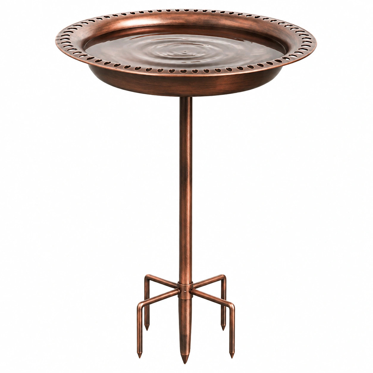 Bain d'oiseaux sur pied en métal brun Ø 45 cm - à planter pour jardin