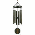 Carillon éolien 85 cm en métal vert foncé décor bambou suspension sonore