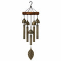 Carillon éolien 75 cm en métal et bois bronze pour jardin style rustique