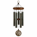 Carillon éolien 70 cm en métal et bois brun style bambou décoratif suspendu