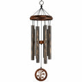 Carillon éolien 90 cm en métal brun noir et bois décor bambou suspendu