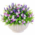 Plante artificielle en pot 45 cm fleurs violettes roses blanches feuillage vert décoration intérieure