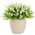 Plante artificielle fleurie en pot 45 cm plastique vert blanc décoration intérieure