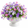 Plante artificielle 55 cm fleurs en polyester rose violet blanc en pot céramique décoratif
