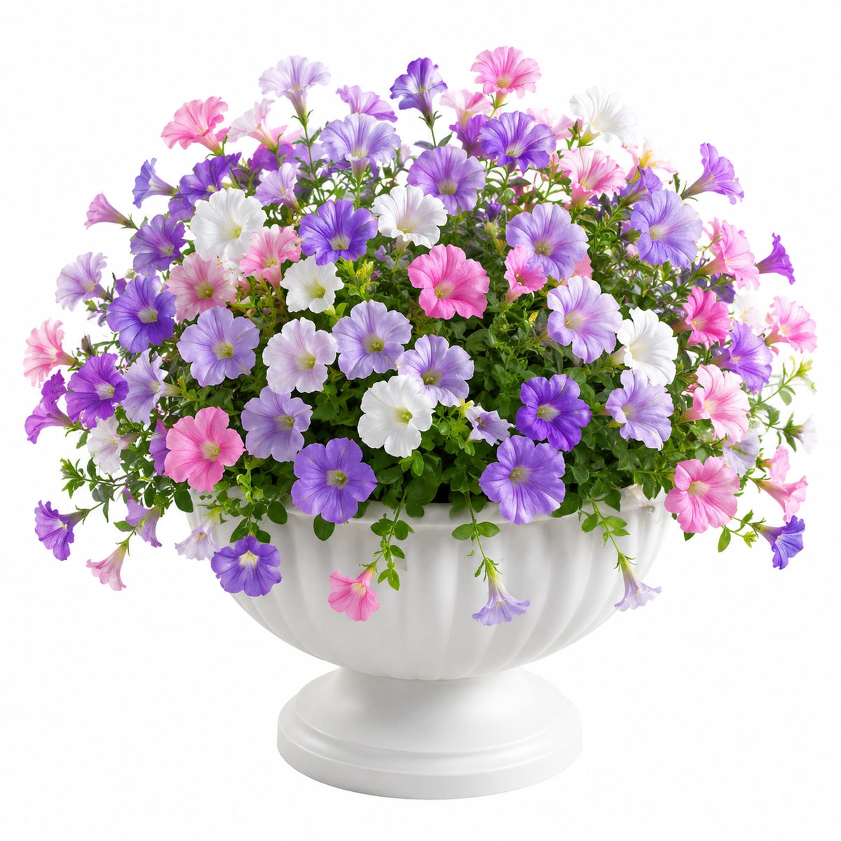 Plante artificielle 55 cm fleurs en polyester rose violet blanc en pot céramique décoratif