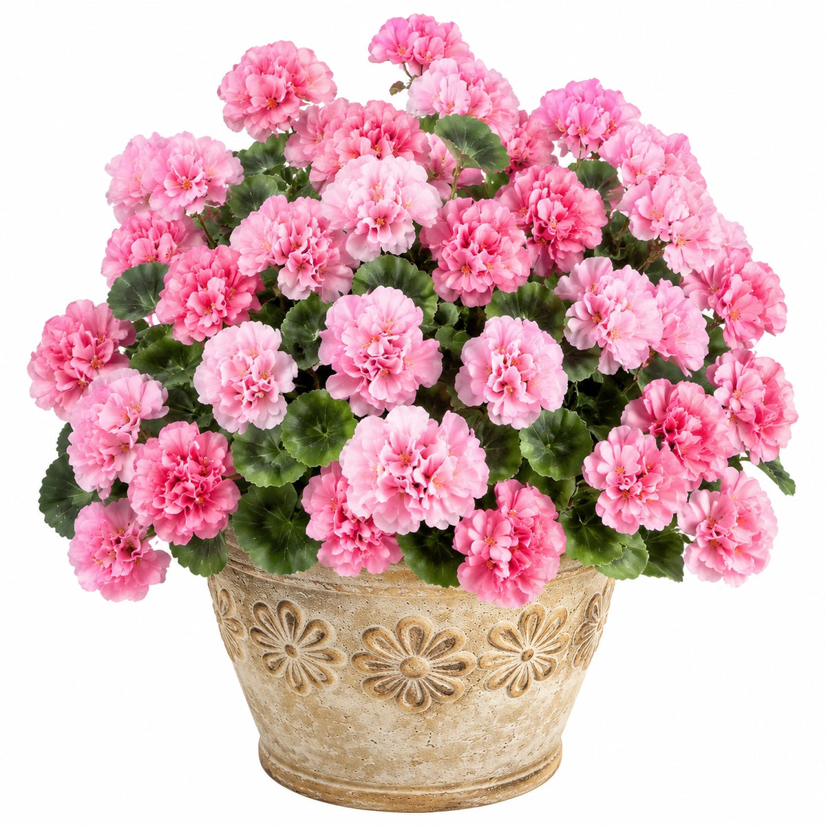 Plante artificielle en pot 48 cm fleurs roses feuillage vert décoration intérieure réaliste