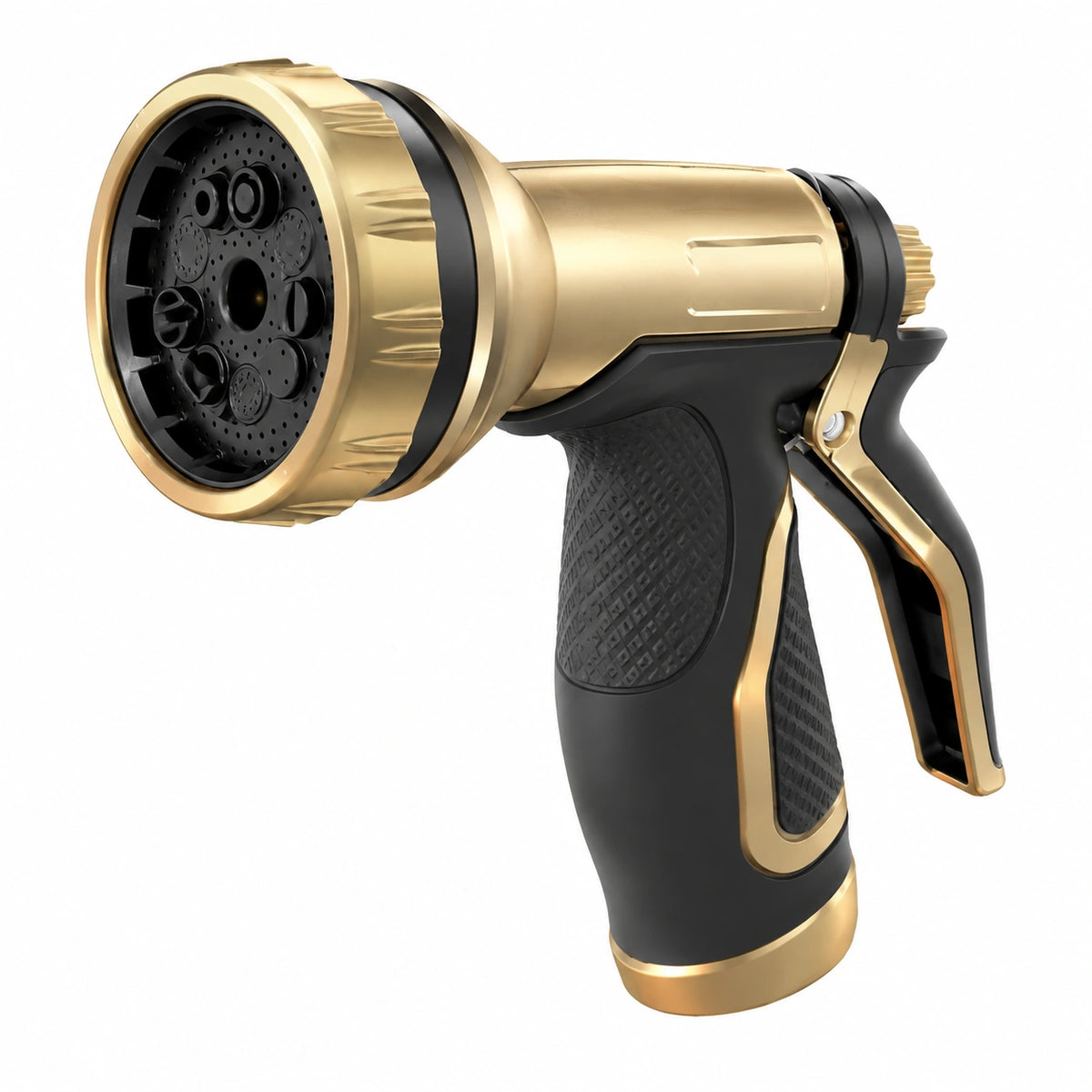 Pistolet d'arrosage 20 x 15 cm en plastique ABS noir et doré à jet réglable