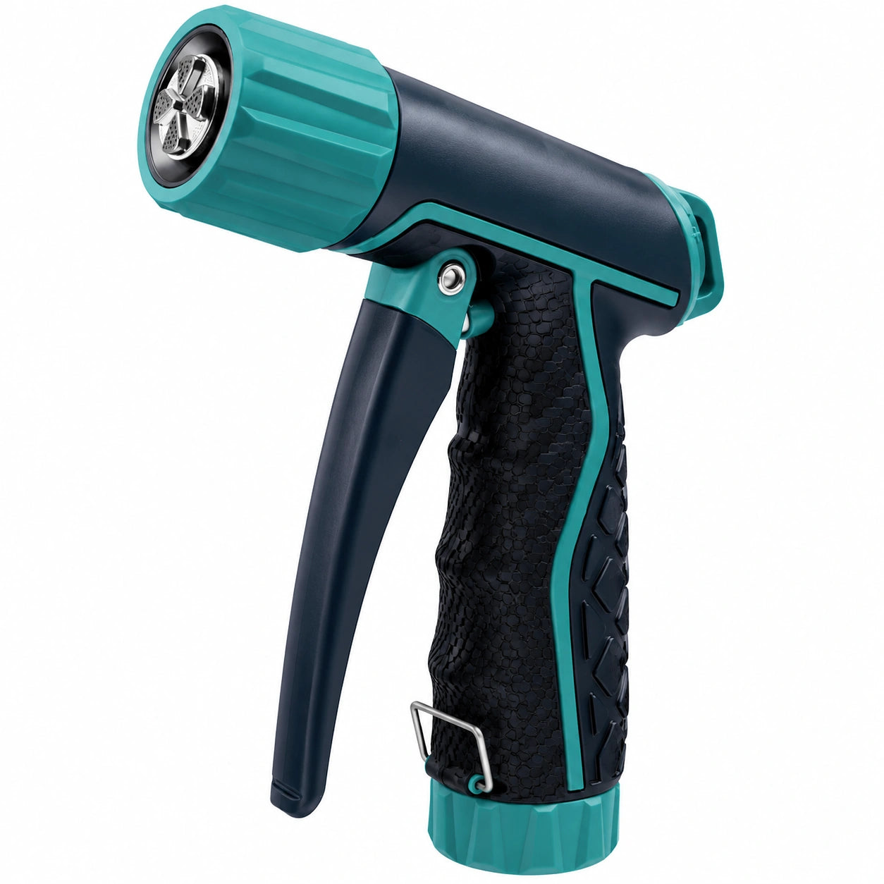Pistolet d'arrosage 19.00 x 14.00 cm en plastique noir et turquoise à jet réglable pour jardin