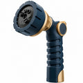 Pistolet d'arrosage 21 x 15 cm en plastique bleu marine et doré à jet réglable