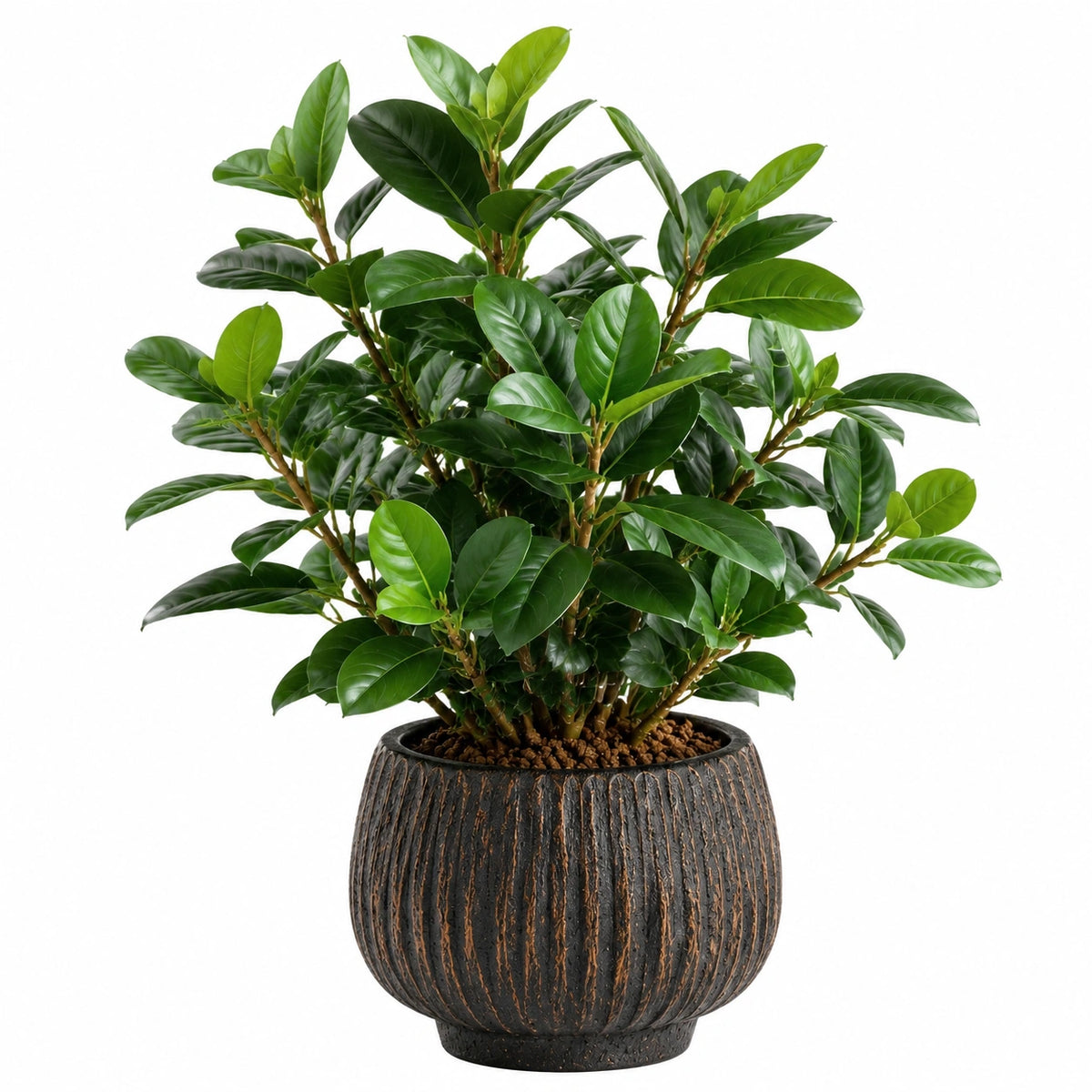 Plante verte artificielle 90 cm feuillage synthétique vert pot noir décoratif