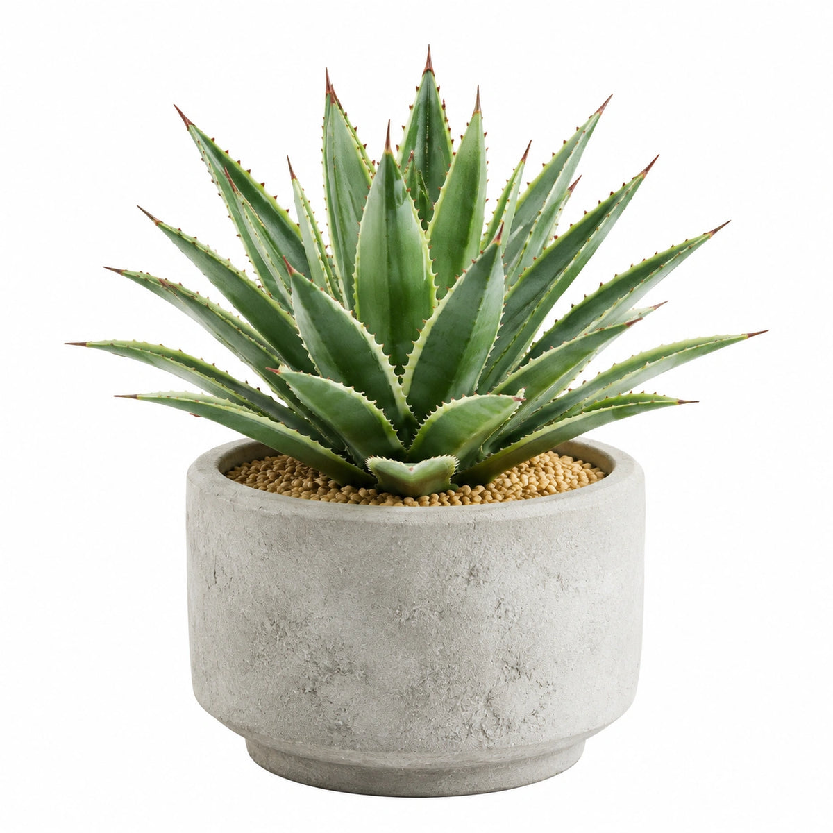Plante verte artificielle agave 45 cm en plastique vert avec pot en ciment décoratif